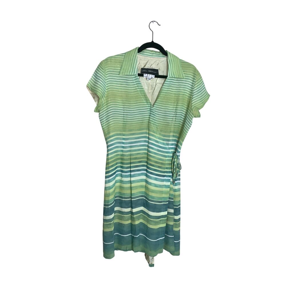 Lori Weidner Women's Green Striped Wrap Dress Size 8